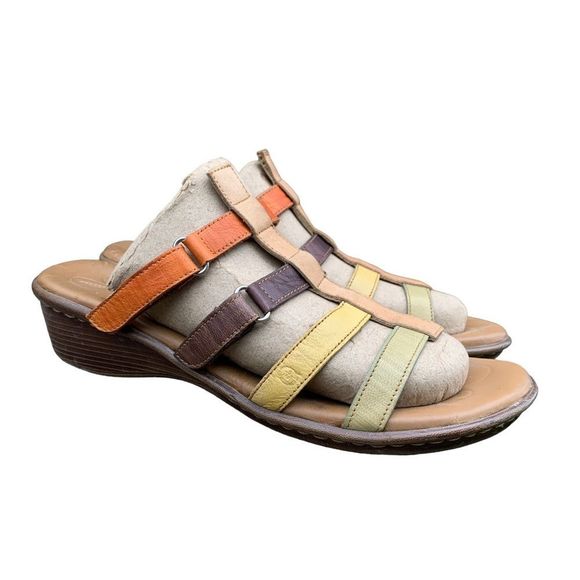 Vintage Born Rue Multicolor Leather Sandals Size 9 - Picture 14 of 14